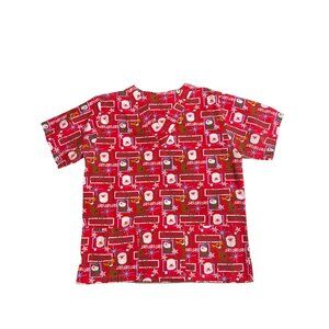 The scrub co medium festive holiday christmas red scrub short sleeve Medium 742